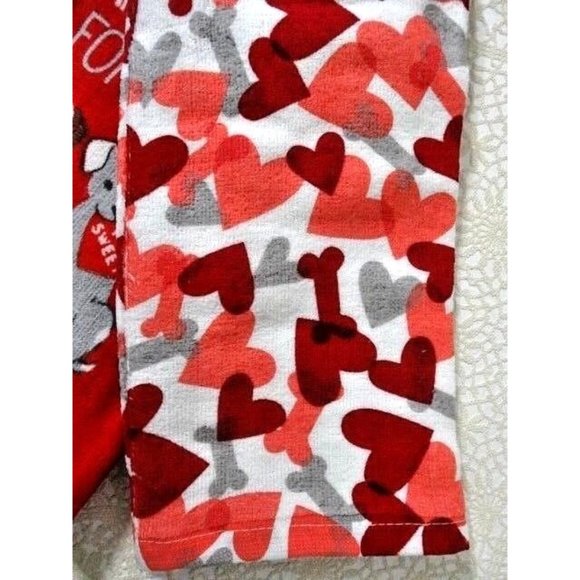 Valentine Dogs Hearts You're Pawfect for Me 2 Kitchen Towels Puppies Dog Bones - Picture 3 of 3